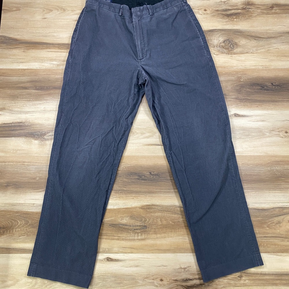 Lands End Corduroy Pants Mens 36 Heritage 100% Cotton Straight Leg Gray 90s